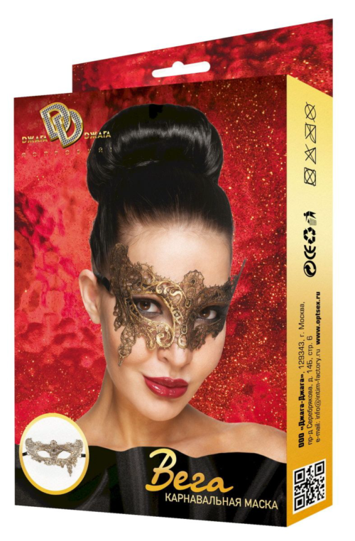 Золотистая карнавальная маска Вега - 2