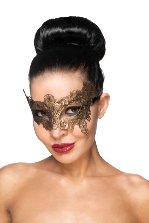 Золотистая карнавальная маска Вега - 0