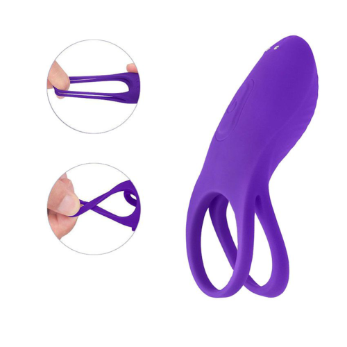 Фиолетовое эрекционное виброкольцо на пенис с пультом - 1
