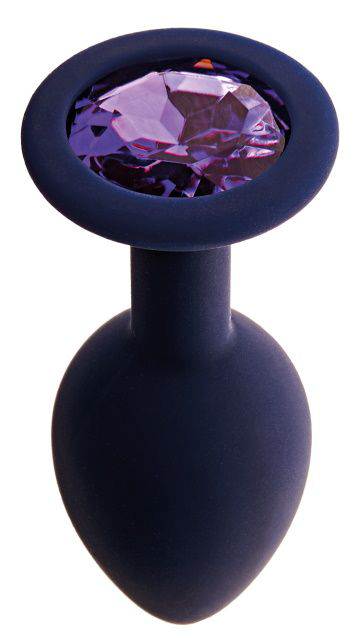 Черничная анальная пробка с фиолетовым кристаллом Gamma L - 9,4 см. - 0