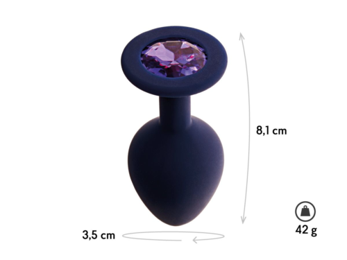 Черничная анальная пробка с фиолетовым кристаллом Gamma M - 8,1 см. - 1