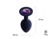 Черничная анальная пробка с фиолетовым кристаллом Gamma S - 7,2 см. - 1