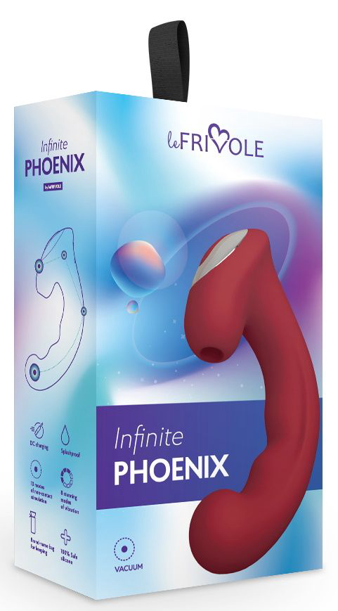 Бордовый вибратор Phoenix с вакуумной стимуляцией клитора - 18 см. - 2