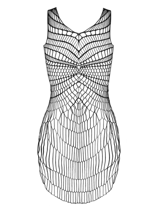Оригинальное сетчатое платье с разрезами по бокам - 5