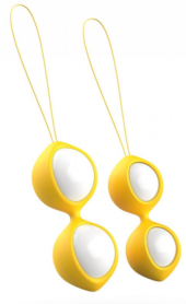 Бело-желтые вагинальные шарики Bfit Classic - 0