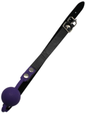 Фиолетовый силиконовый кляп-шарик на ремешках - 2