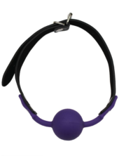 Фиолетовый силиконовый кляп-шарик на ремешках - 0