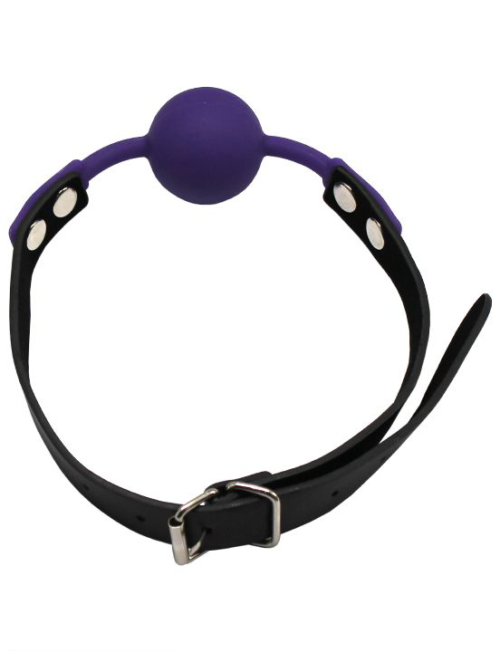 Фиолетовый силиконовый кляп-шарик на ремешках - 1