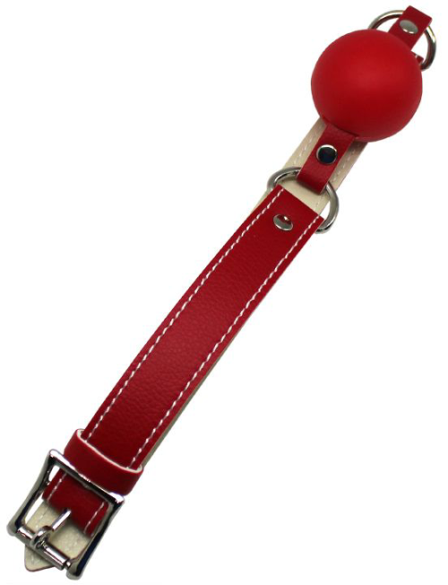 Красный силиконовый кляп-шарик с фиксацией и замочком - 1