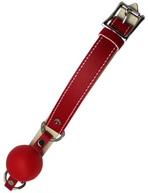 Красный силиконовый кляп-шарик с фиксацией и замочком - 2