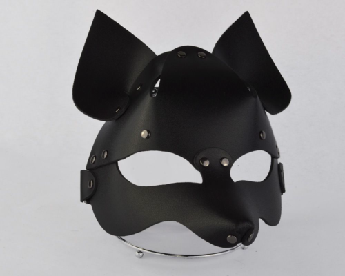 Черная кожаная маска Лиса - 0