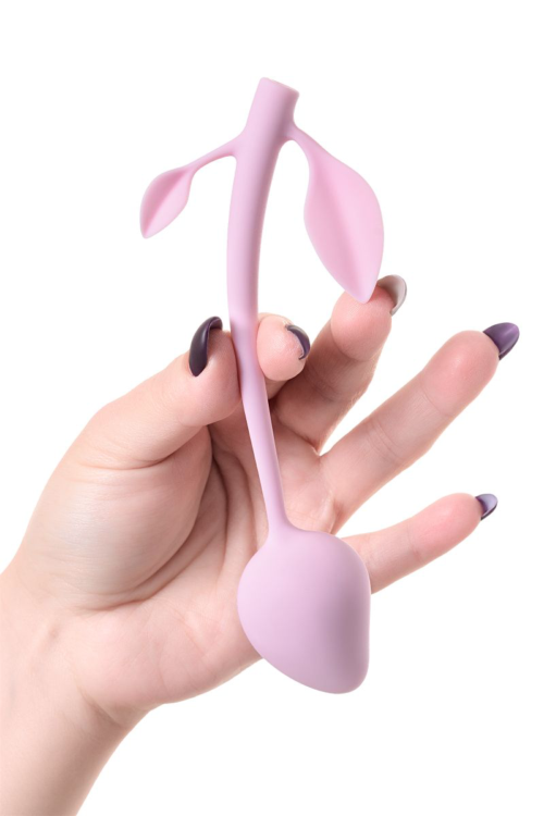Розовый силиконовый вагинальный шарик с лепесточками - 5