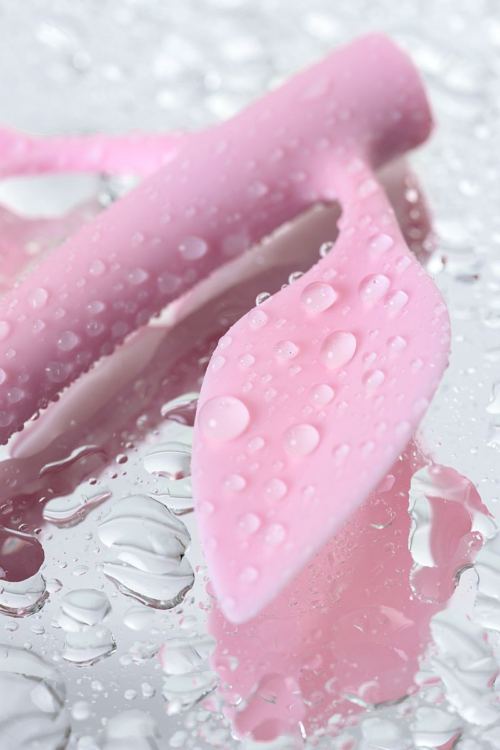 Розовый силиконовый вагинальный шарик с лепесточками - 8