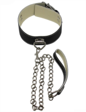 БДСМ-набор в черном цвете: наручники, поножи, ошейник с поводком, кляп - 2