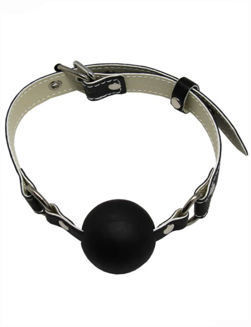 БДСМ-набор в черном цвете: наручники, поножи, ошейник с поводком, кляп - 1