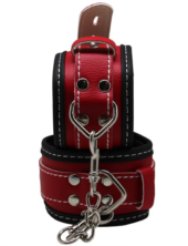 Красно-черные регулируемые наручники с фиксацией на карабинах - 1