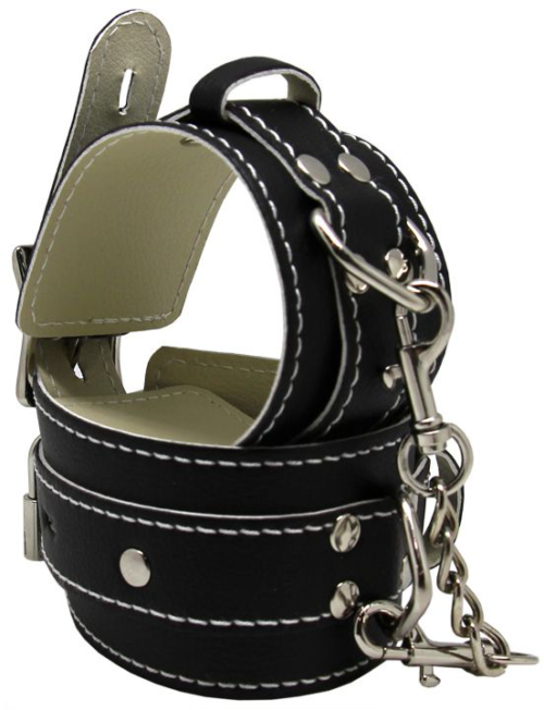 Черные регулируемые наручники с фиксацией на карабинах - 3