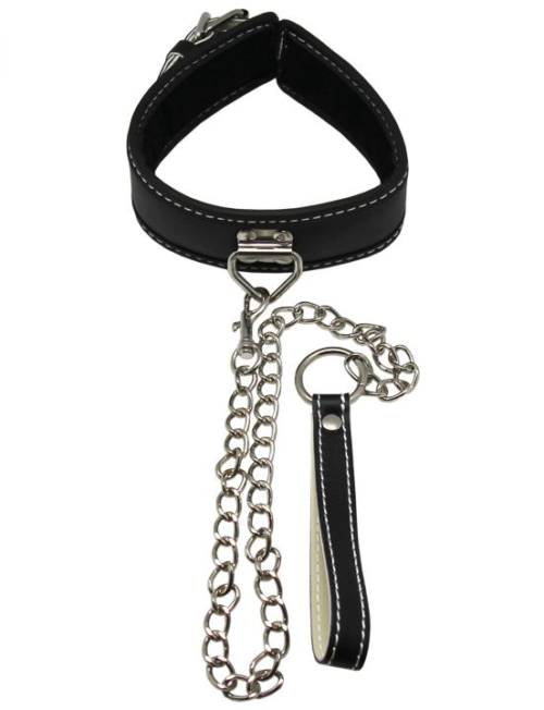Пикантный БДСМ-набор на мягкой подкладке: наручники, поножи, ошейник с поводком, кляп - 1