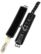 Черные регулируемые наручники с подкладом на карабинах - 1