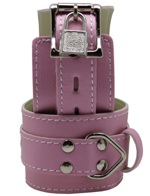 Розовые регулируемые наручники с фиксацией на карабинах - 1