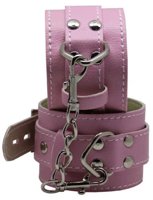 Розовые регулируемые наручники с фиксацией на карабинах - 2