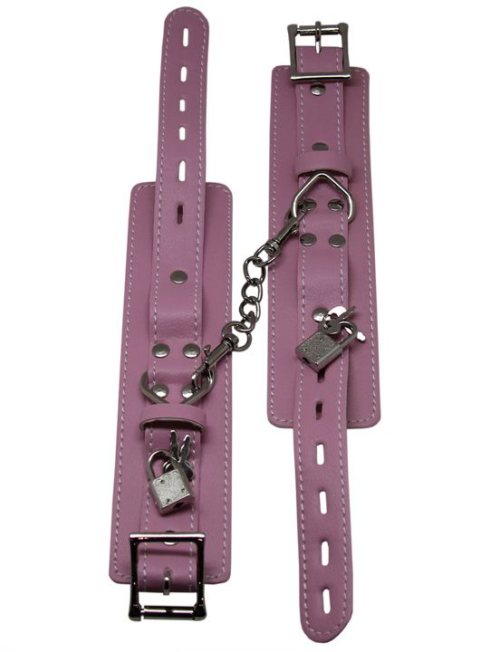Розовые регулируемые наручники с фиксацией на карабинах - 3