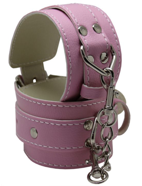 Розовые регулируемые наручники с фиксацией на карабинах - 4
