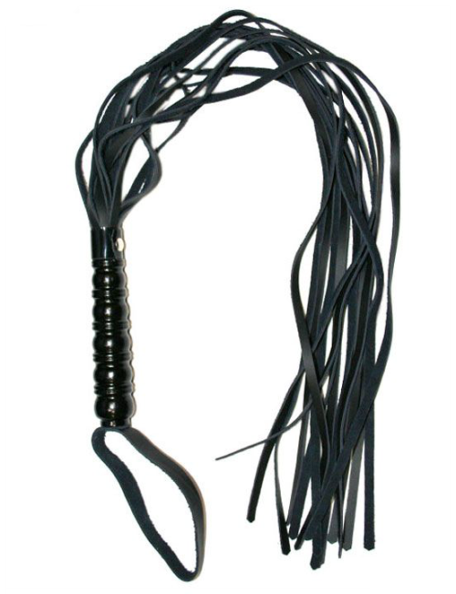 Черная многохвостовая плеть с ручкой - 82 см. - 0