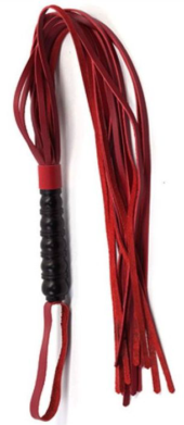 Красная многохвостовая плеть с черной ручкой - 82 см. - 0