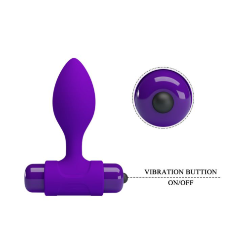 Фиолетовая анальная пробка с мощной вибрацией Vibra - 8,6 см. - 2