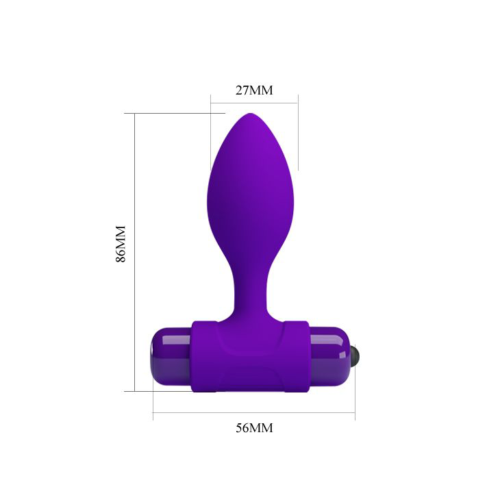 Фиолетовая анальная пробка с мощной вибрацией Vibra - 8,6 см. - 3