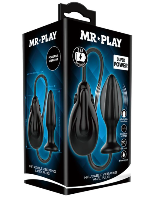 Черная анальная расширяющаяся вибропробка Mr.Play - 13,5 см. - 4
