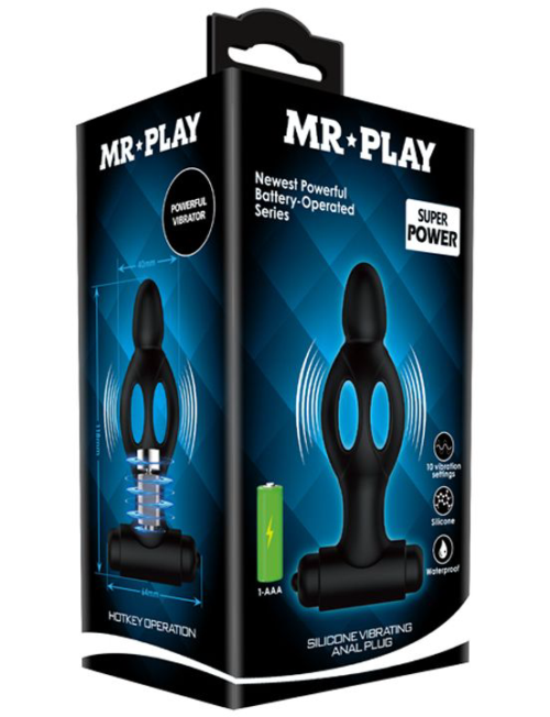 Черная анальная вибропробка Mr.Play - 11,8 см. - 4