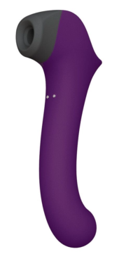 Фиолетовый клиторальный стимулятор Caldo с функцией вибратора - 19 см. - 0