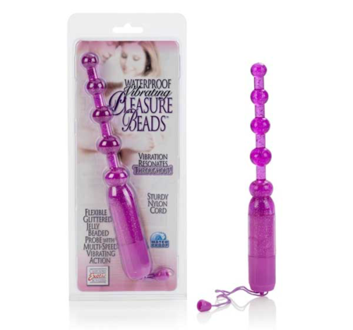 Фиолетовая анальная цепочка Waterproof Vibrating Pleasure Beads - 2