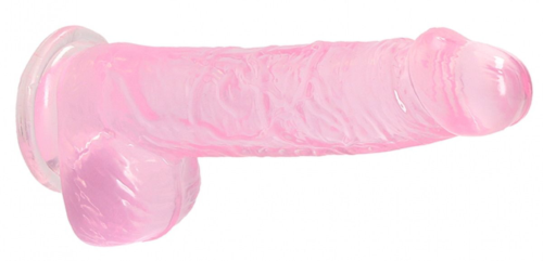 Розовый фаллоимитатор Realrock Crystal Clear 6 inch - 17 см. - 1
