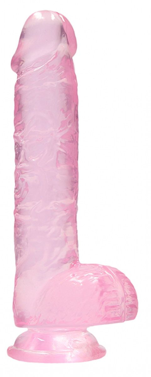 Розовый фаллоимитатор Realrock Crystal Clear 7 inch - 19 см. - 0
