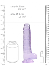 Фиолетовый фаллоимитатор Realrock Crystal Clear 8 inch - 21 см. - 2