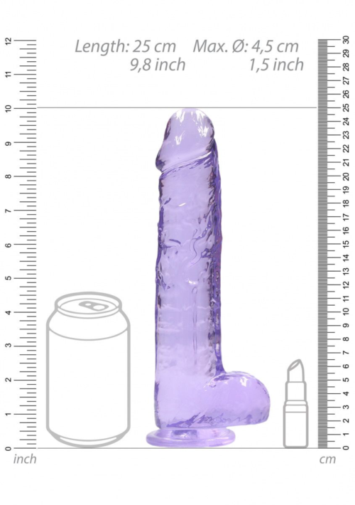 Фиолетовый фаллоимитатор Realrock Crystal Clear 9 inch - 25 см. - 2