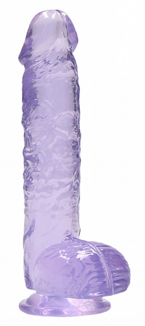 Фиолетовый фаллоимитатор Realrock Crystal Clear 9 inch - 25 см. - 0