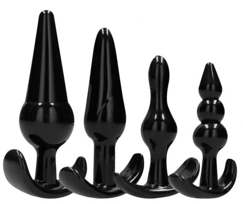 Набор из 4 черных анальных пробок N80 4-Piece Butt Plug Set - 0