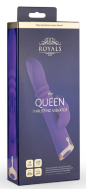 Фиолетовый вибратор-кролик The Queen Thrusting Vibrator - 29 см. - 1