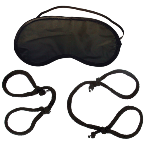 Набор для БДСМ-игр: наручники, оковы на ноги и маска - 1
