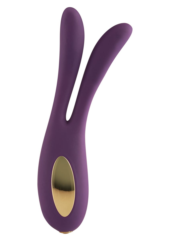 Фиолетовый сплит-вибромассажёр Flare Bunny - 16 см. - 0