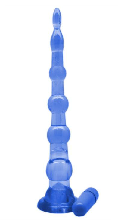 Синяя анальная цепочка с пулькой EROTICON PYRAMID GELS - 21,5 см. - 1