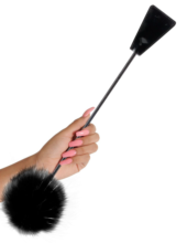 Черный стек Feather Crop с пуховкой на конце - 53,3 см. - 2