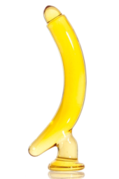 Жёлтый стимулятор-банан из стекла - 16,5 см. - 0