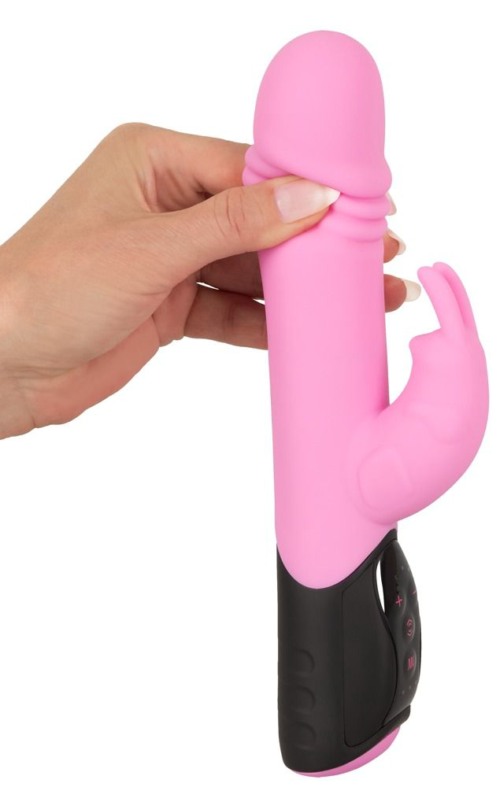 Розовый вибратор-кролик Thrusting Rabbit - 25 см. - 3