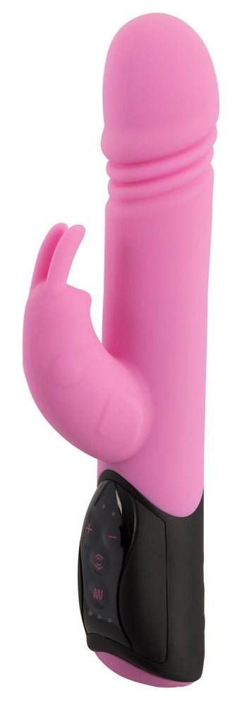 Розовый вибратор-кролик Thrusting Rabbit - 25 см. - 0