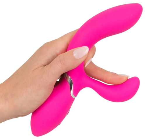 Ярко-розовый вибратор-кролик Bendable Rabbit Vibrator - 19,8 см. - 5